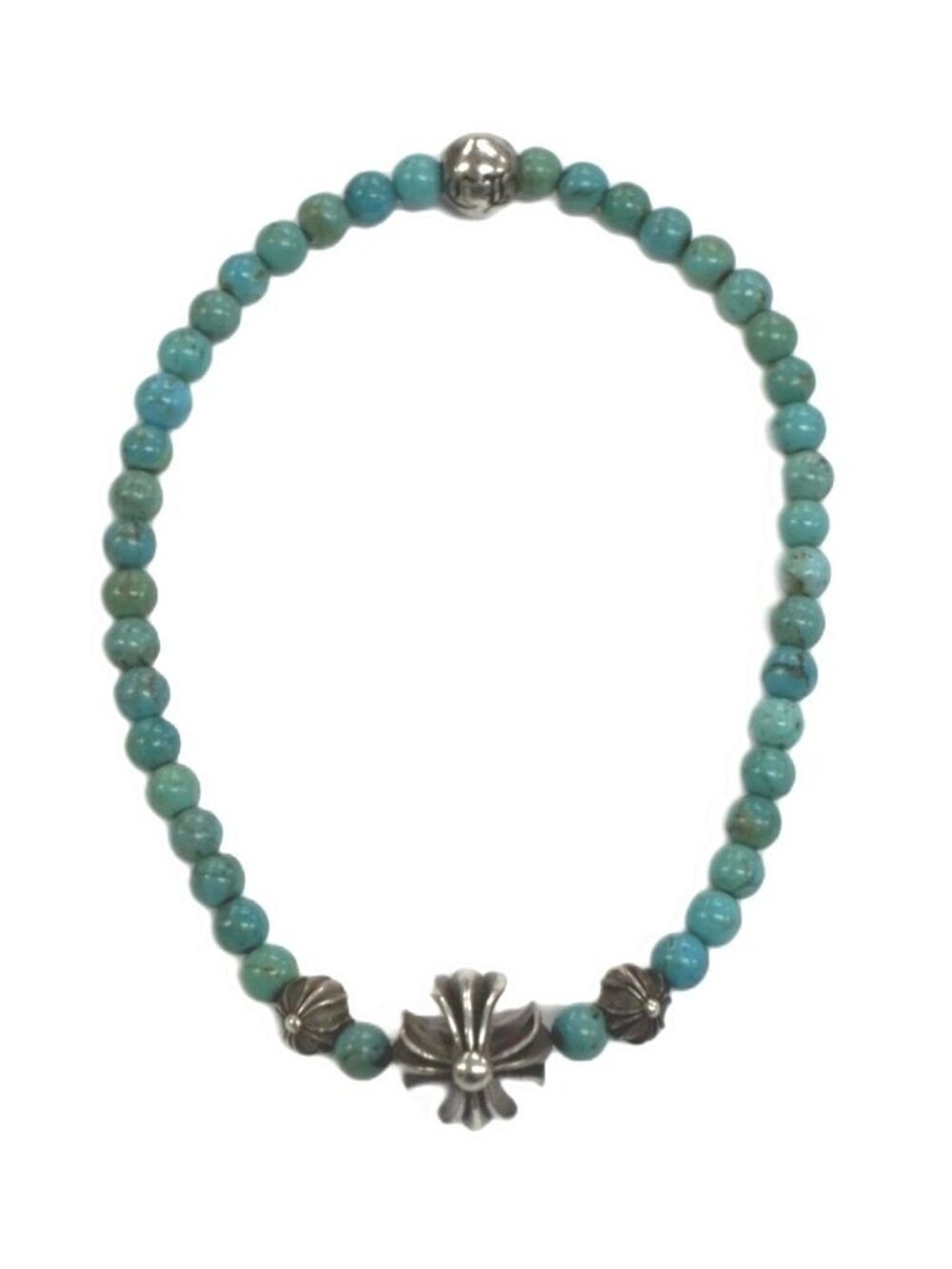Chrome Hearts 4 Bead Bracelet Turquoise Silver